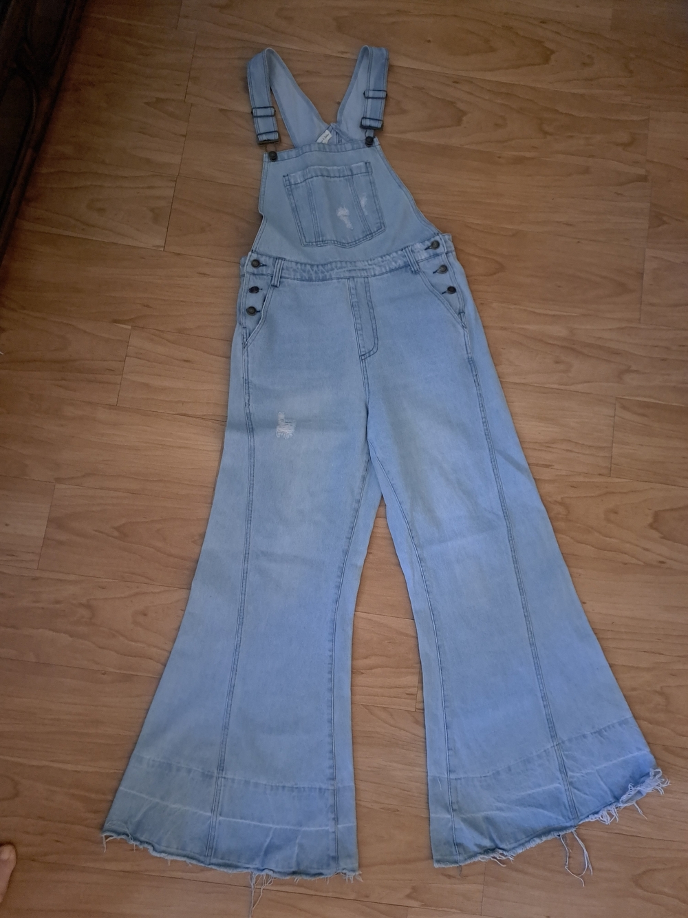 Three Bird Nest Light Blue Wide-Leg Denim Overalls